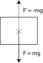 Figure 6: A downward force acting on an object and an equal and opposed force cancelling gravity. 