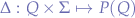 $\Delta : Q \times \Sigma \mapsto P(Q)$