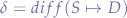 $\delta = diff(S \mapsto D)$