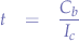 \begin{eqnarray*}
t &=& \frac{C_{b}}{I_{c}}
\end{eqnarray*}