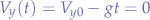 $V_{y}(t)=V_{y0}-gt=0$